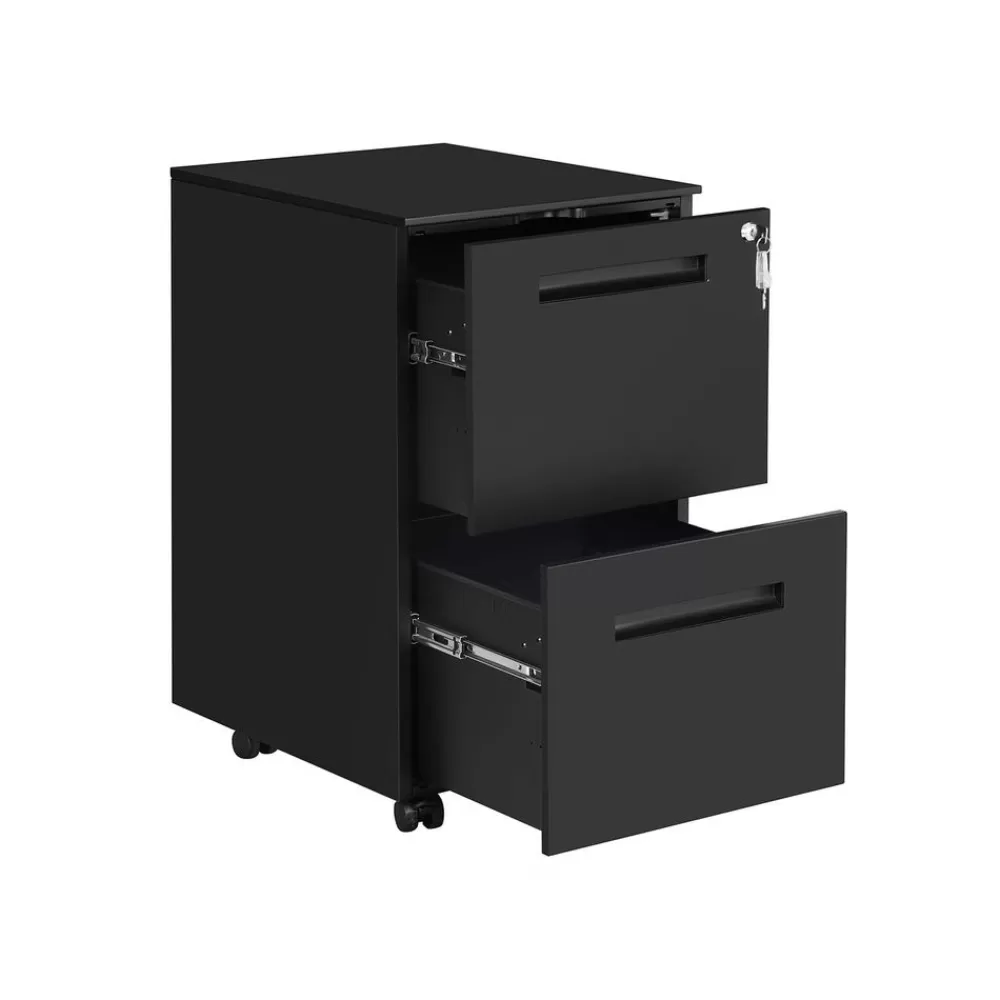 New SONGMICS Abschließbarer Rollcontainer Mattschwarz