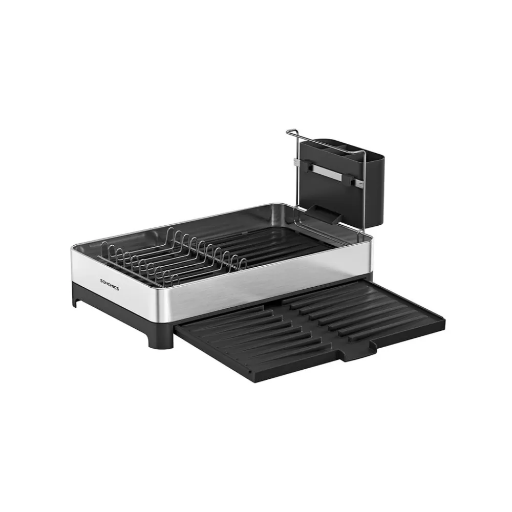 Clearance SONGMICS Abtropfgestell mit Utensilienhalter silbern-schwarz