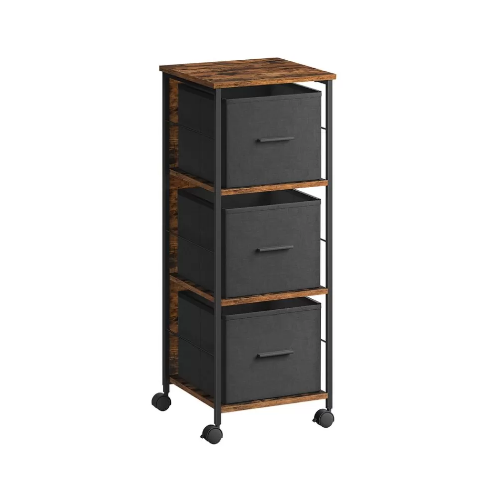 Clearance SONGMICS Aktenschrank mit 3 Schubladen vintagebraun-tintenschwarz