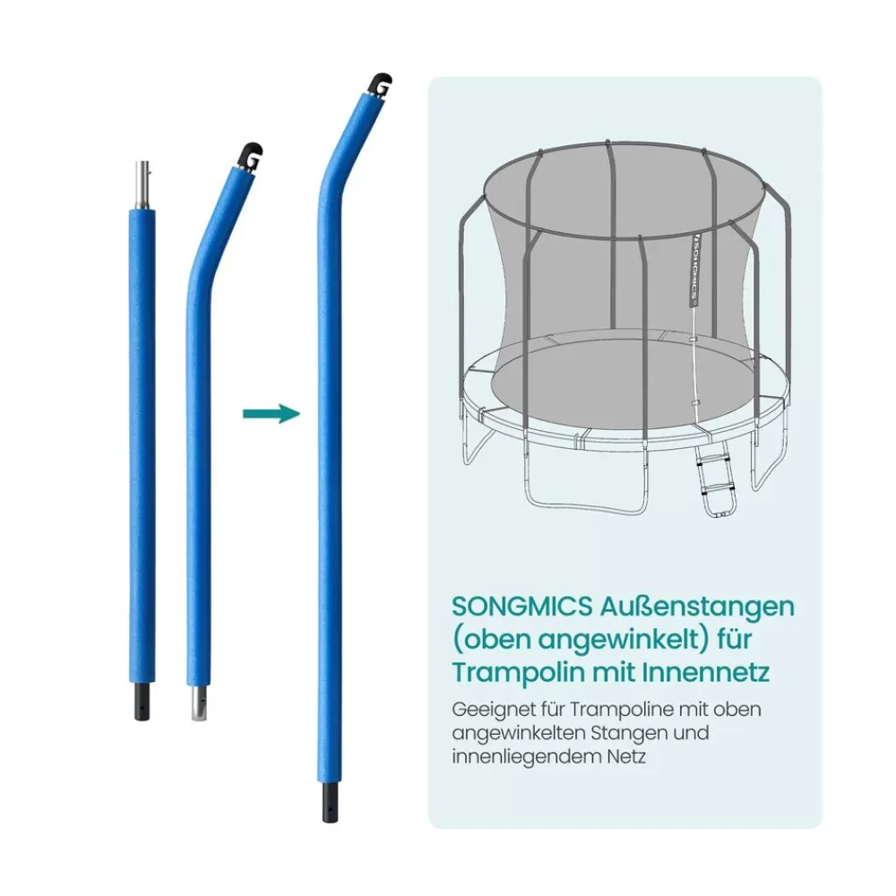 Discount SONGMICS Außenstangen-Set (1* angewinkelt oben + 1* gerade unten) für Trampolin mit Innennetz