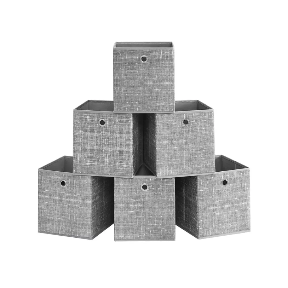 Outlet SONGMICS Aufbewahrungsbox 26cm 6er-Set grau meliert