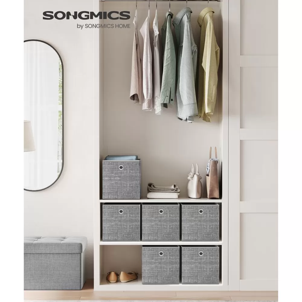 Outlet SONGMICS Aufbewahrungsbox 26cm 6er-Set grau meliert