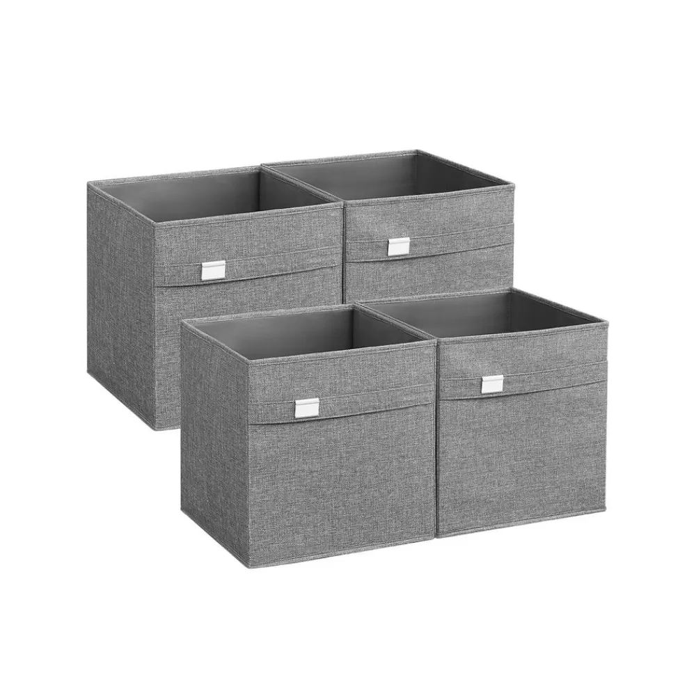 Clearance SONGMICS Aufbewahrungsbox 4er Set 33 x 33 x 33 cm taubengrau