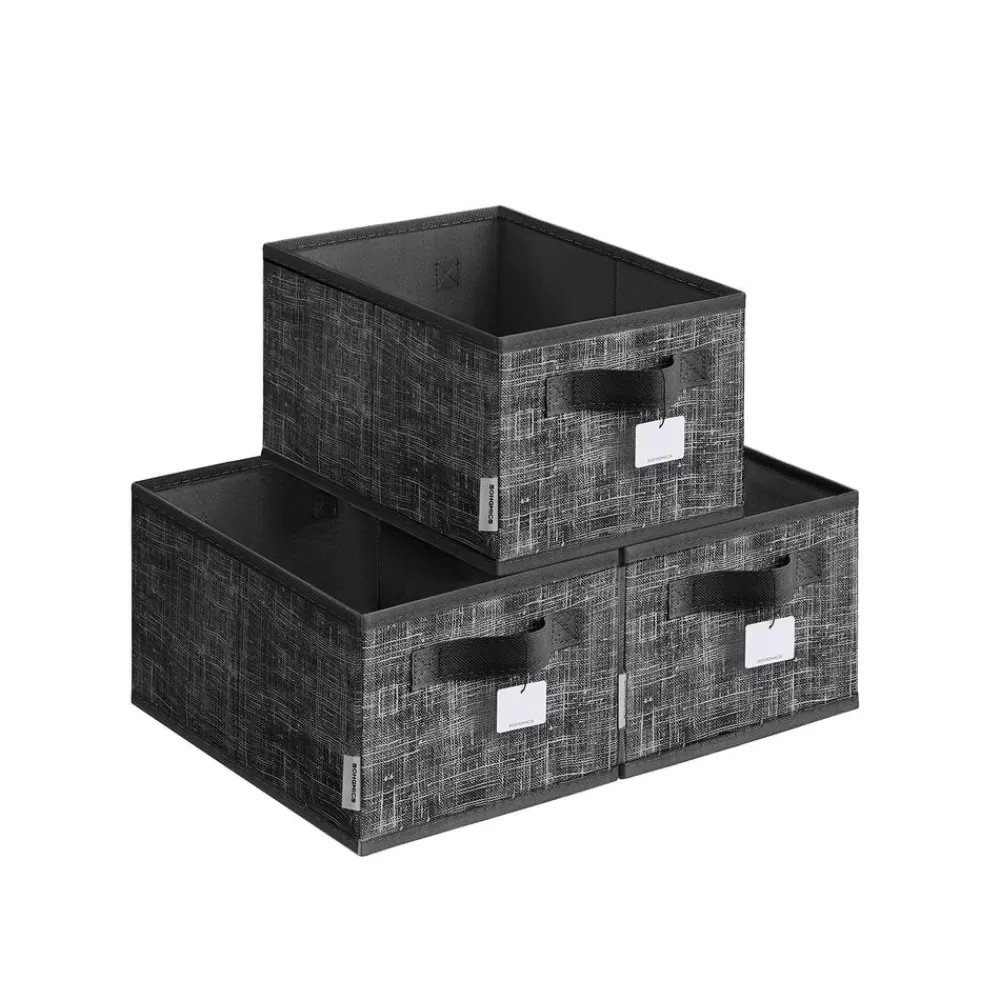 Cheap SONGMICS Aufbewahrungsbox 3er Set 30 x 20 x 15 cm tintenschwarz