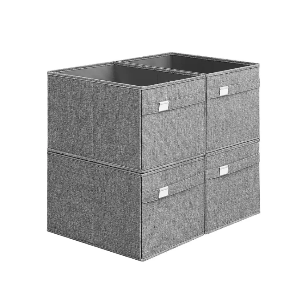 Hot SONGMICS Aufbewahrungsbox 4er Set mit Griffen taubengrau