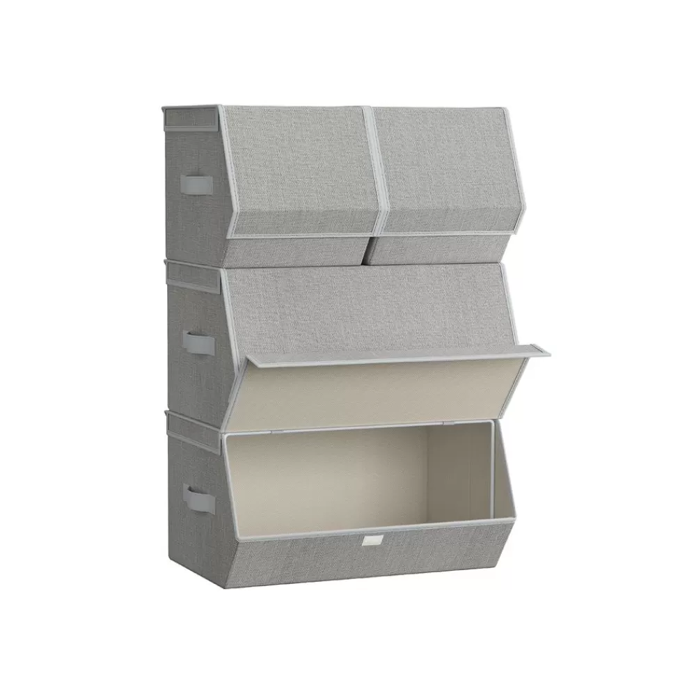 Cheap SONGMICS Aufbewahrungsbox mit Deckel Bücher taubengrau