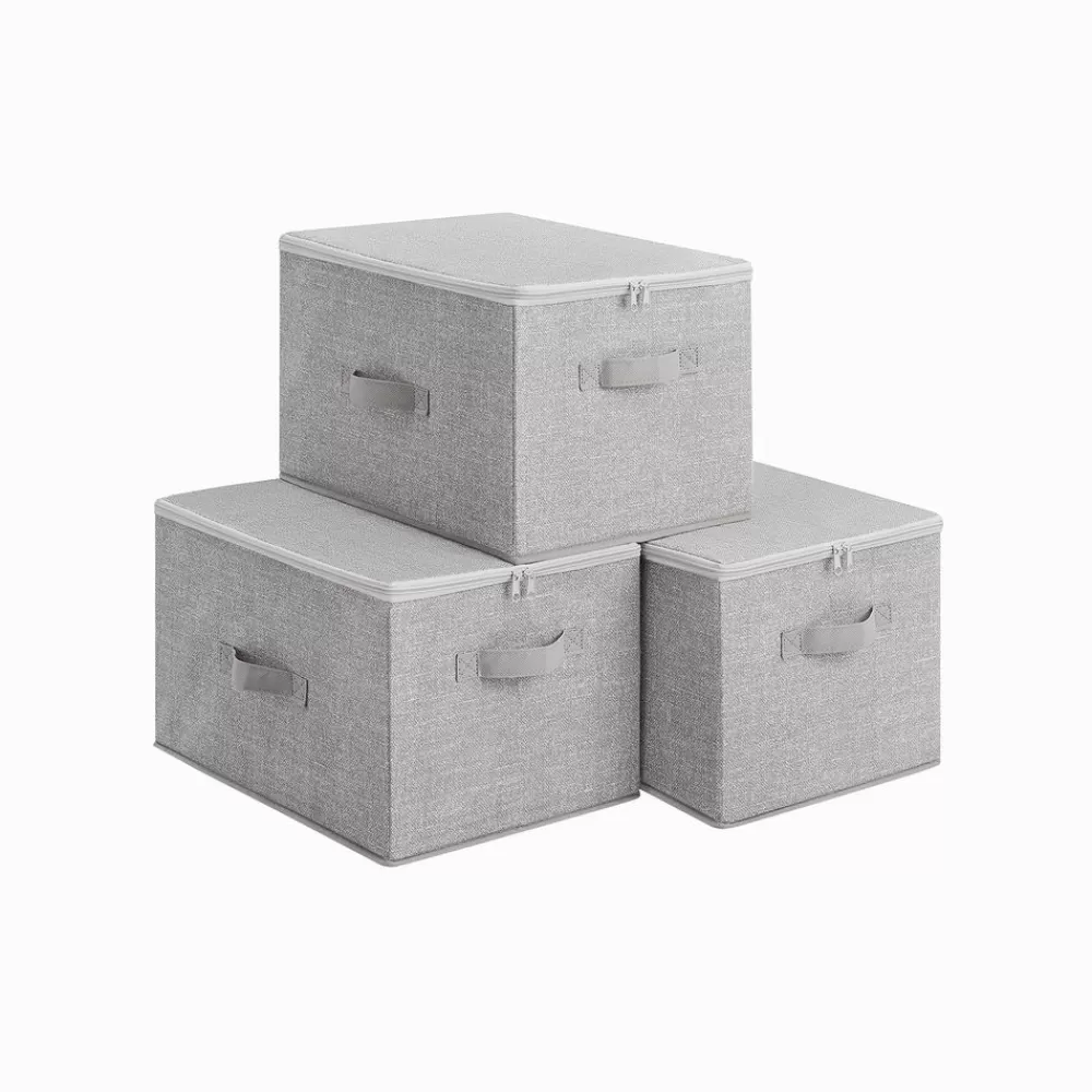 Outlet SONGMICS Aufbewahrungsbox mit Deckel für Kleidung grau