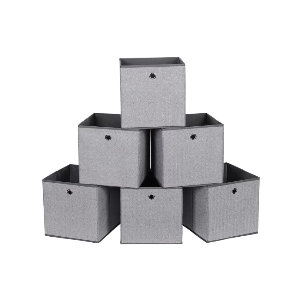 Fashion SONGMICS Aufbewahrungsboxen 6er Set Dunkelgrau