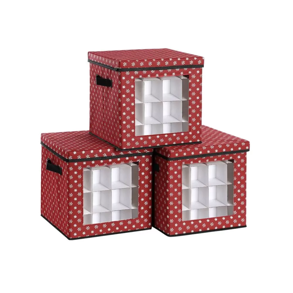 Clearance SONGMICS Aufbewahrungsboxen für Weihnachtskugeln rot