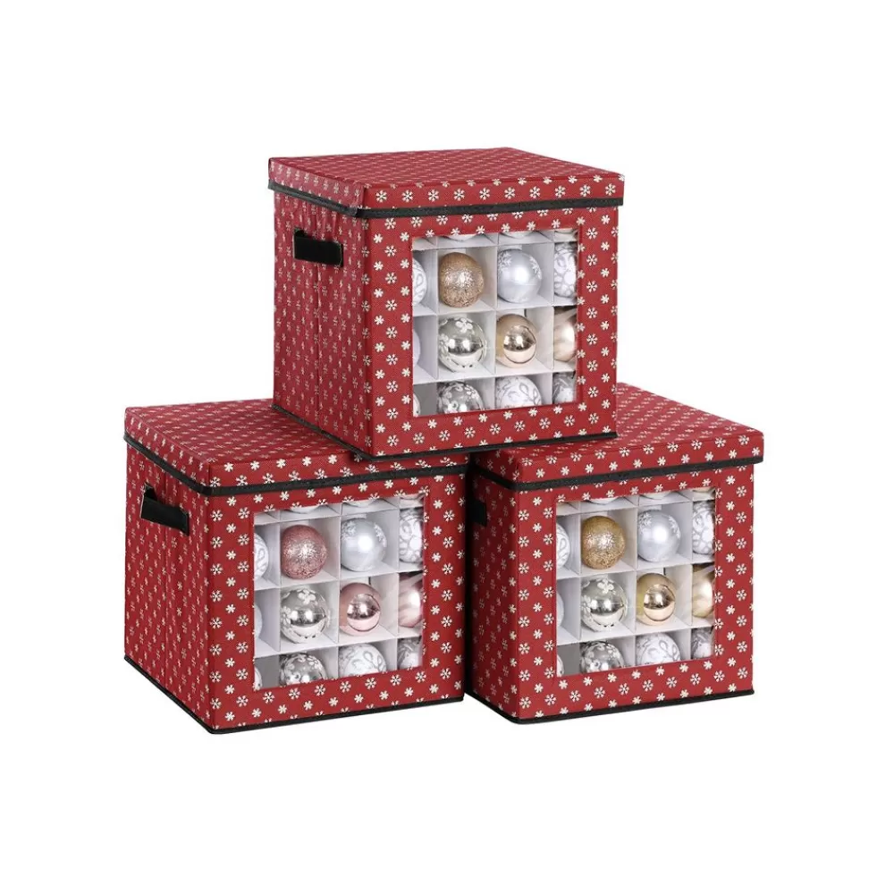 Clearance SONGMICS Aufbewahrungsboxen für Weihnachtskugeln rot