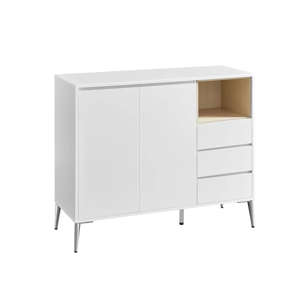 Clearance SONGMICS Aufbewahrungsschrank mit Türen modern wolkenweiß