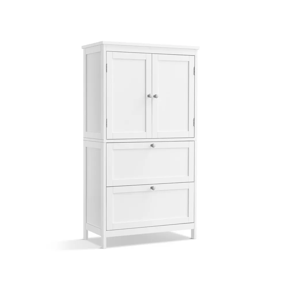 Clearance SONGMICS Badezimmerschrank 30 x 60 x 110 cm mit 2 Türen und 2 Schubladen
