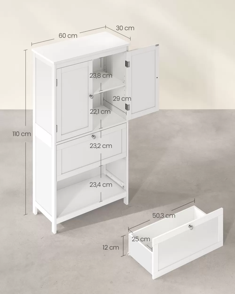 badezimmerschrank__x__x__cm_mit__tren_und__schubladen_5.webp Clearance SONGMICS Badezimmerschrank 30 x 60 x 110 cm mit 2 Türen und 2 Schubladen