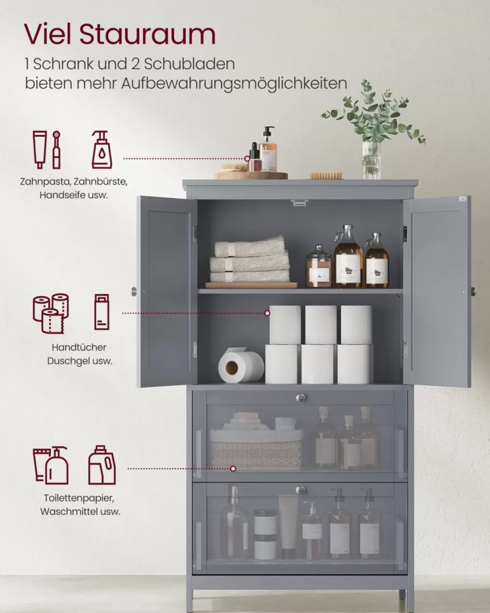 badezimmerschrank__x__x__cm_mit__tren_und__schubladen_8.webp Clearance SONGMICS Badezimmerschrank 30 x 60 x 110 cm mit 2 Türen und 2 Schubladen