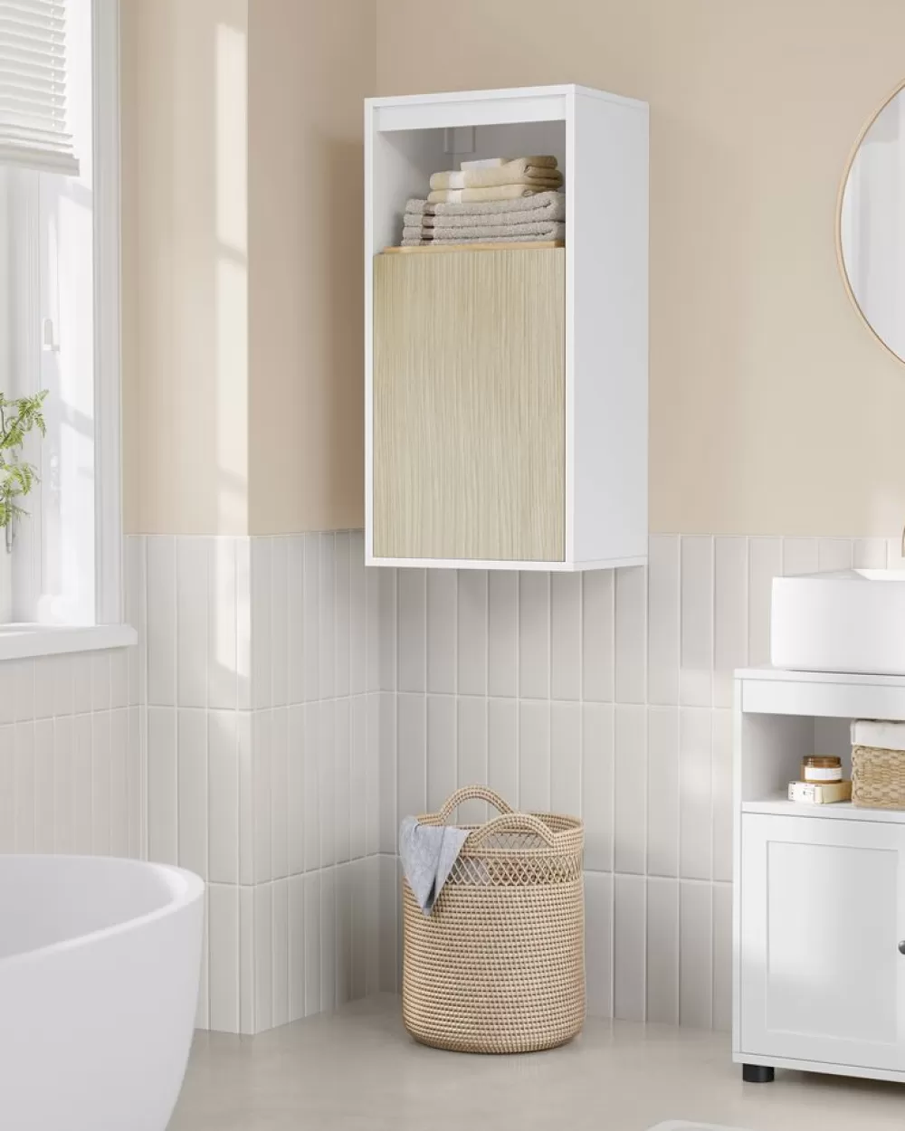 Best SONGMICS Badezimmerschrank hängend mit Tür und verstellbarer Ablage