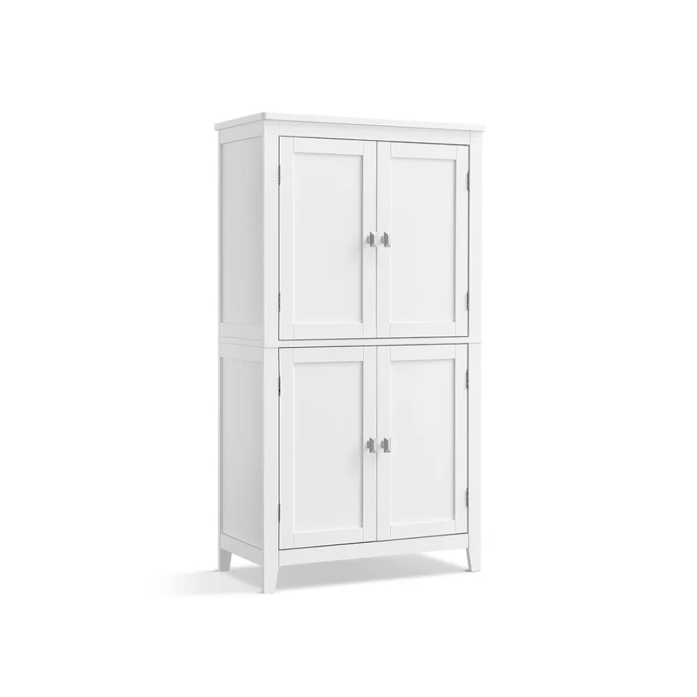Cheap SONGMICS Badezimmerschrank mit 4 Türen klassikweiß