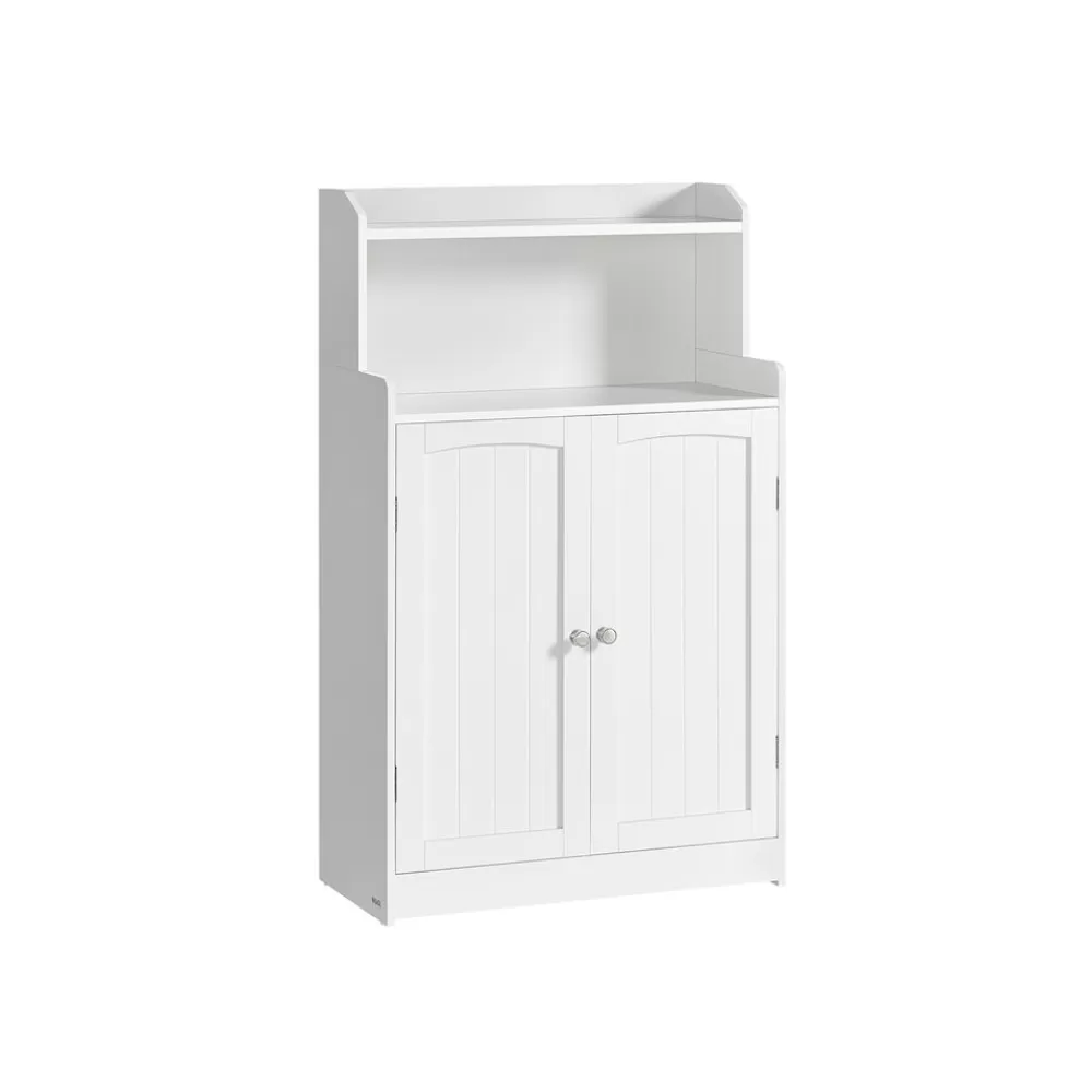 Best SONGMICS Badezimmerschrank mit 2 Türen und Eingeböden wolkenweiß