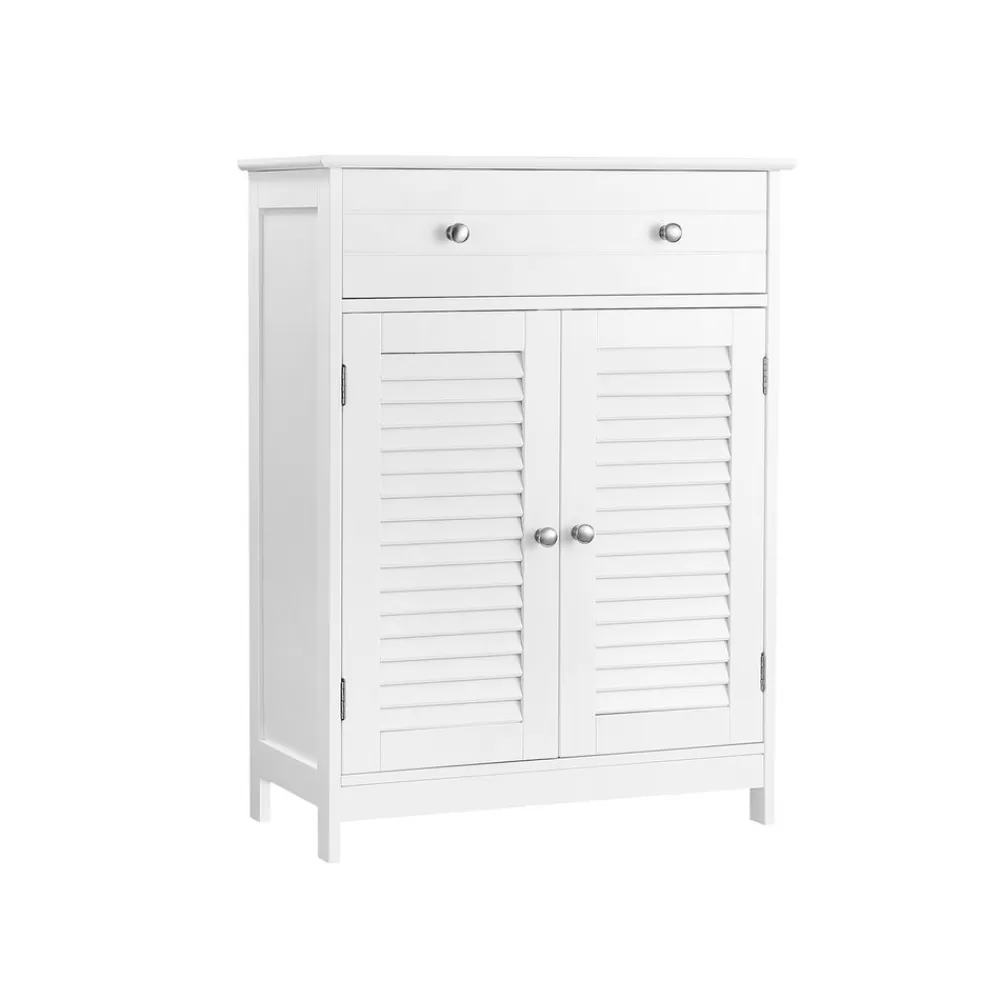 Flash Sale SONGMICS Badezimmerschrank mit Lamellentüren Weiβ