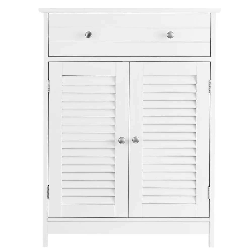 Flash Sale SONGMICS Badezimmerschrank mit Lamellentüren Weiβ