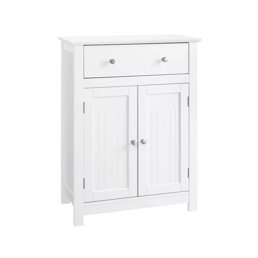 Fashion SONGMICS Badezimmerschrank mit Schublade Weiβ