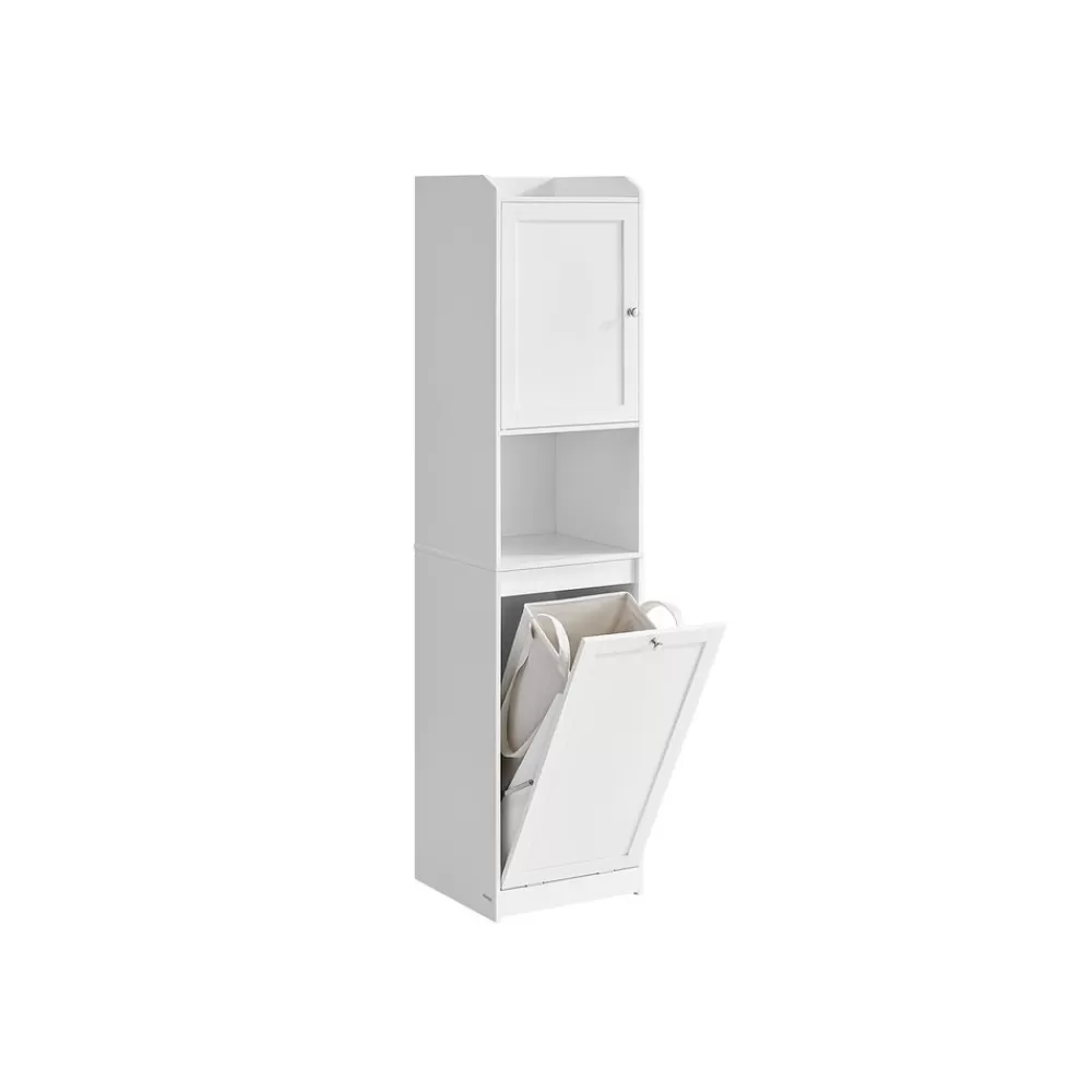 Shop SONGMICS Badezimmerschrank mit Wäschekorb 40 x 40 x 170 cm