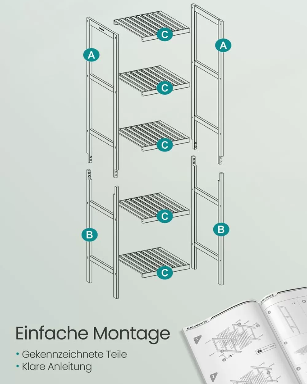 badregal_schmal_mit__ebenen_wolkenwei_6.webp Best Sale SONGMICS Badregal schmal mit 5 Ebenen wolkenweiß