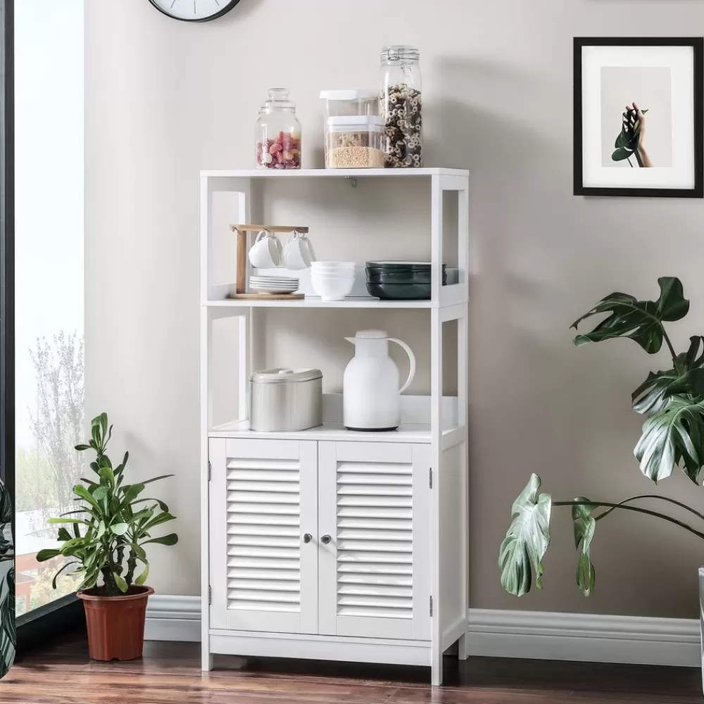 badschrank_mit_offenen_fchern_2.webp Sale SONGMICS Badschrank mit offenen Fächern Weiβ