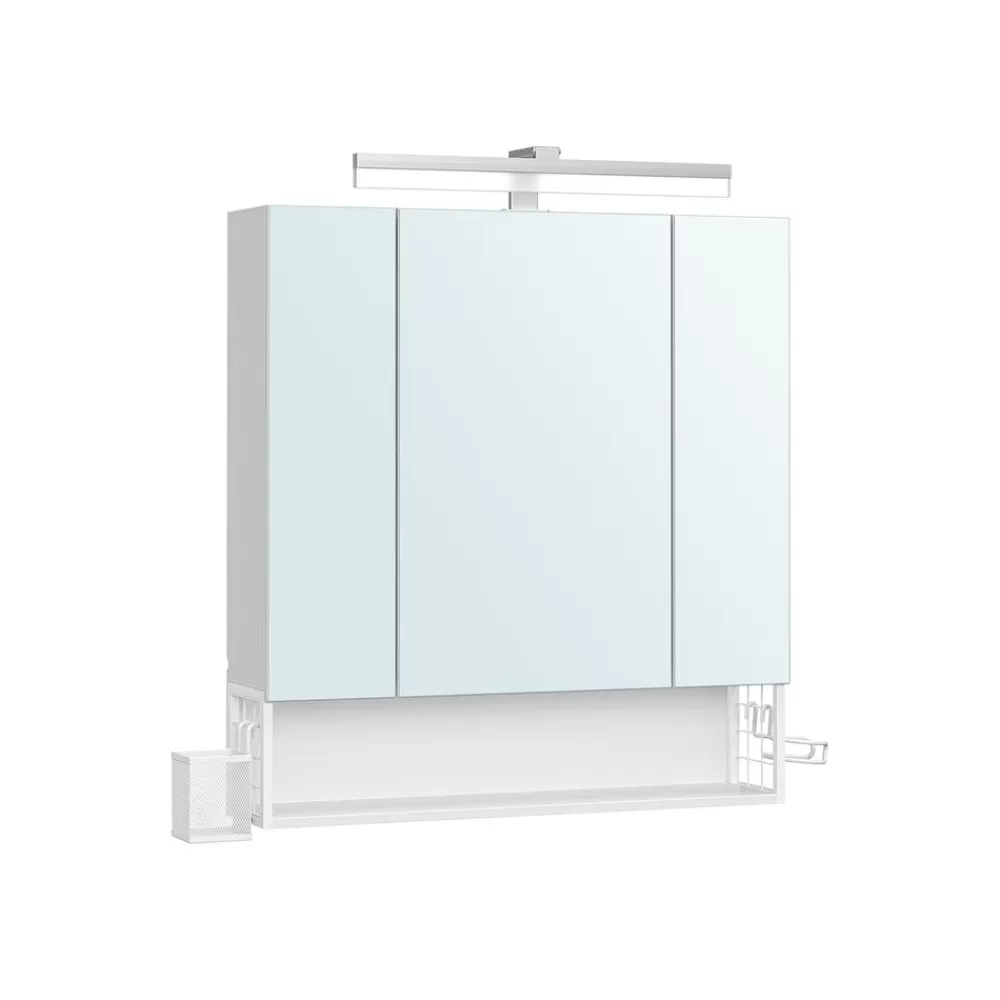 Sale SONGMICS Badschrank mit Steckdosen und 3 Türen wolkenweiß