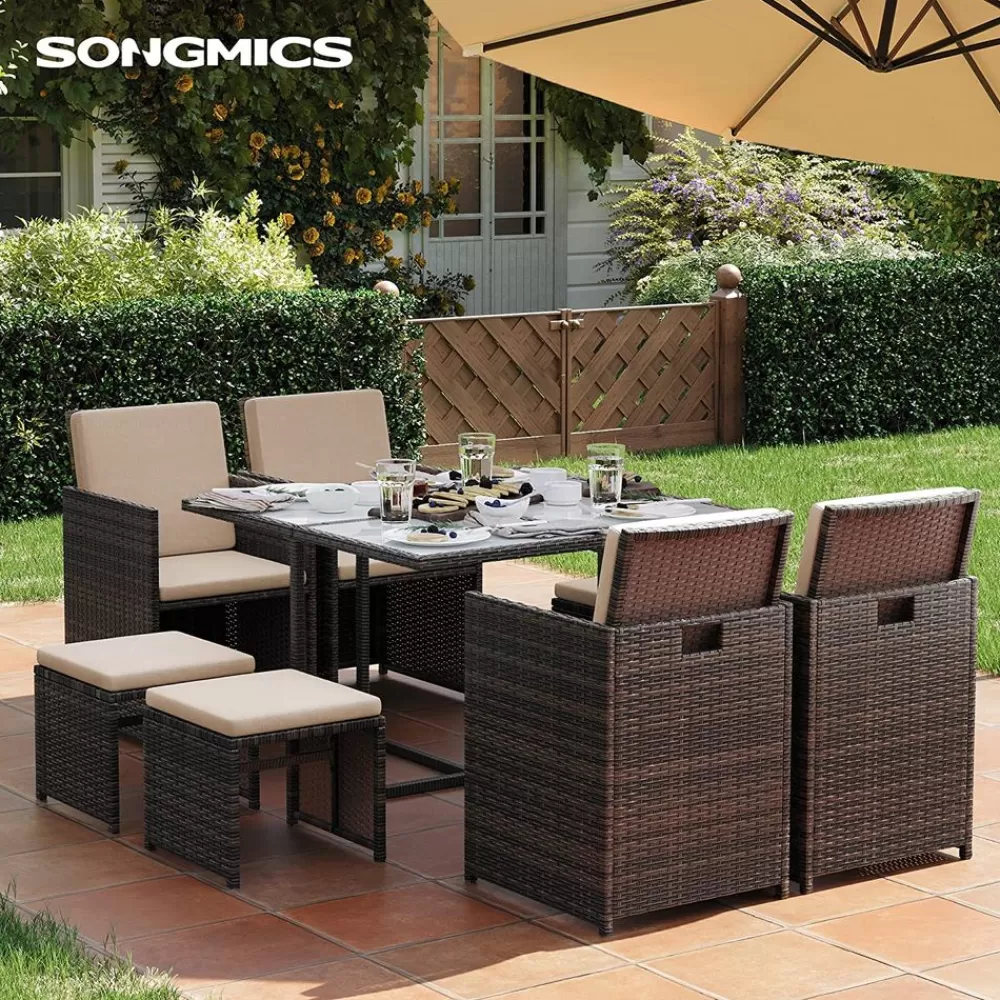 Best SONGMICS Balkonmöbel-Set aus PE-Rattan