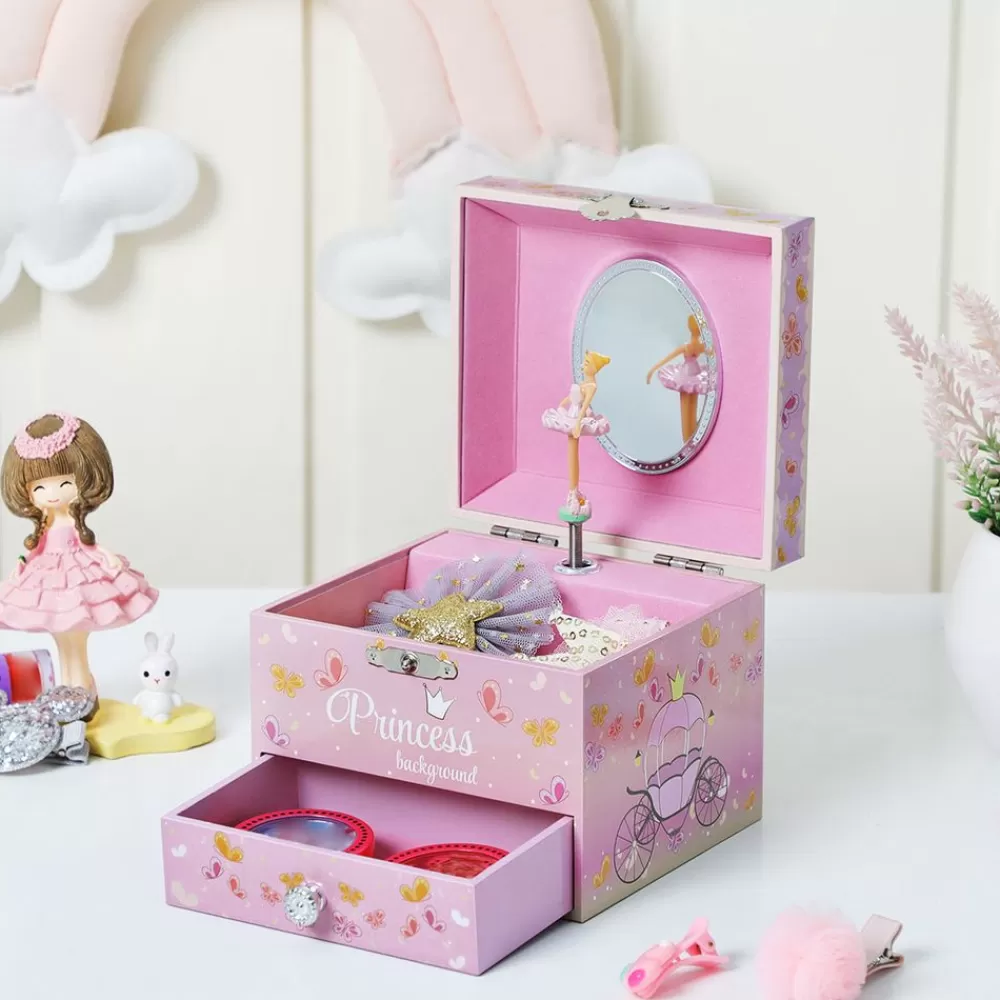 Store SONGMICS Ballerina Spieldose für Kinder Pink