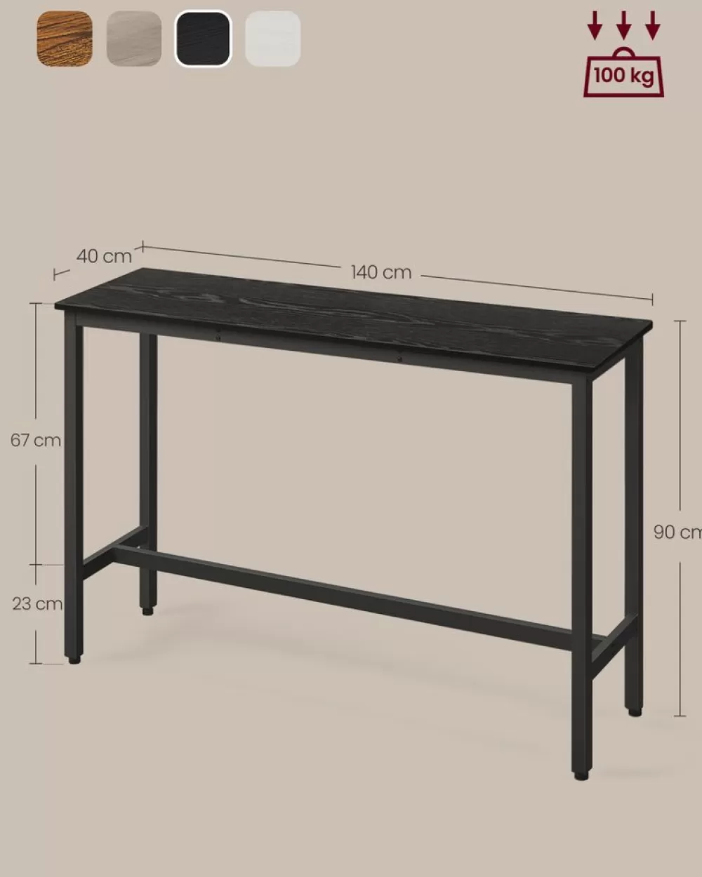 bar_table_xxcm_schwarz_6.webp Sale SONGMICS Bar Table 40x40x90cm Schwarz