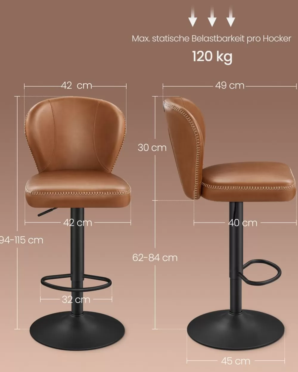 barhocker_er_set_drehbar_mit_rckenlehne_tintenschwarz_11.webp Cheap SONGMICS Barhocker 2er Set drehbar mit Rückenlehne tintenschwarz