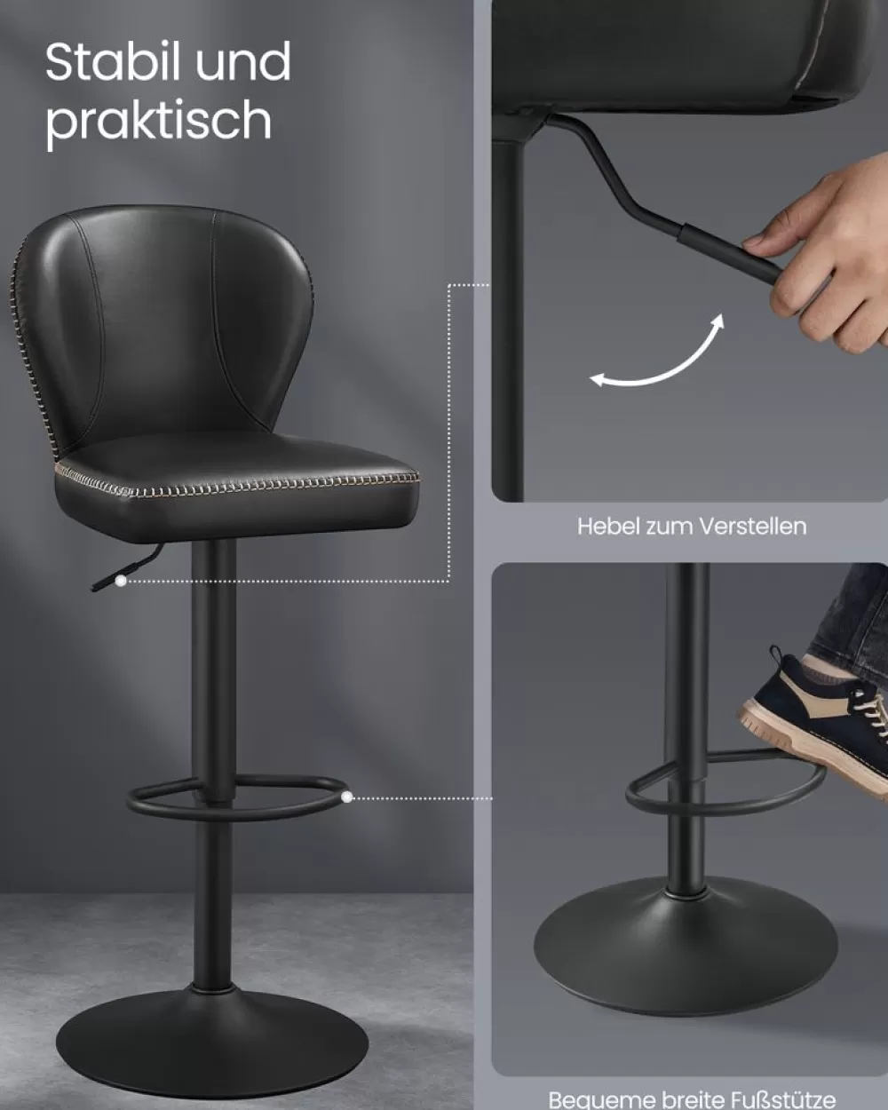 barhocker_er_set_drehbar_mit_rckenlehne_tintenschwarz_6.webp Cheap SONGMICS Barhocker 2er Set drehbar mit Rückenlehne tintenschwarz
