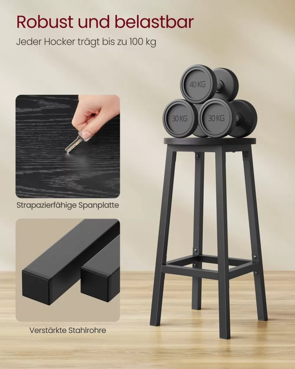 barhocker_er_set_greigeschwarz_10.webp Best Sale SONGMICS Barhocker 2er Set Greige-Schwarz