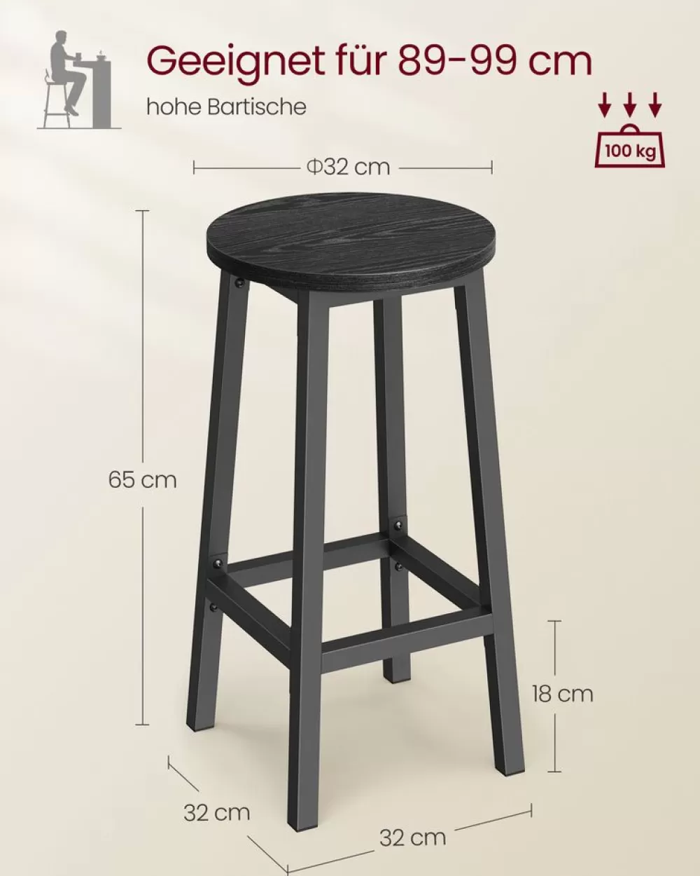 barhocker_er_set_greigeschwarz_11.webp Best Sale SONGMICS Barhocker 2er Set Greige-Schwarz