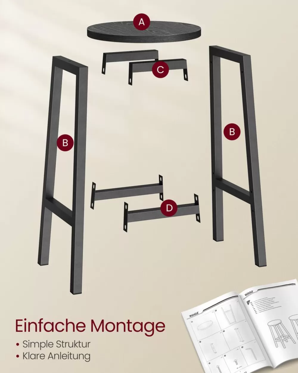 barhocker_er_set_greigeschwarz_12.webp Best Sale SONGMICS Barhocker 2er Set Greige-Schwarz