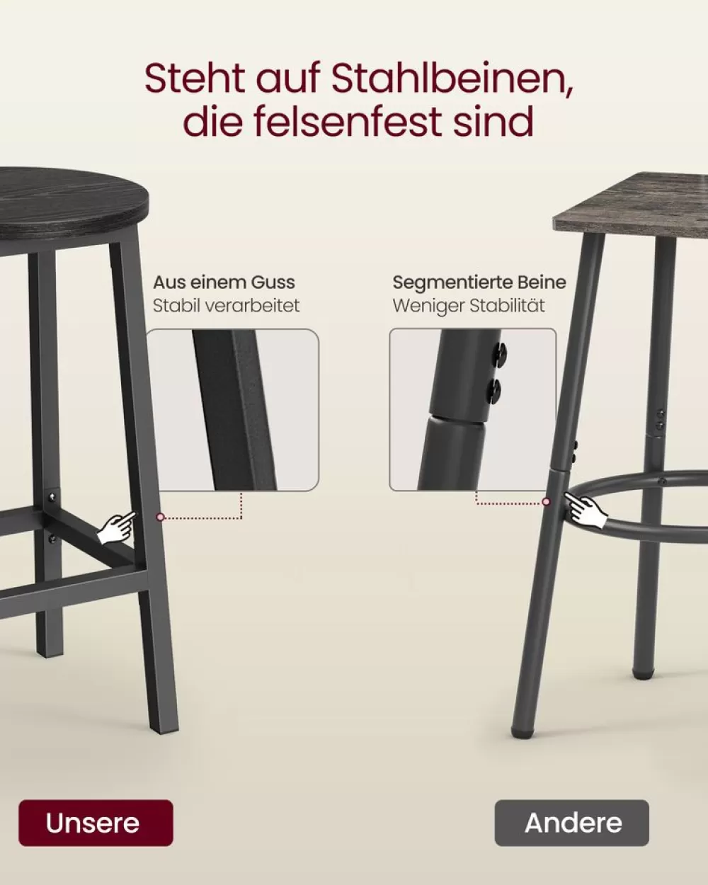 barhocker_er_set_greigeschwarz_13.webp Best Sale SONGMICS Barhocker 2er Set Greige-Schwarz