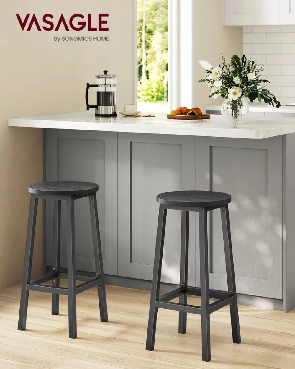 barhocker_er_set_greigeschwarz_8.webp Best Sale SONGMICS Barhocker 2er Set Greige-Schwarz
