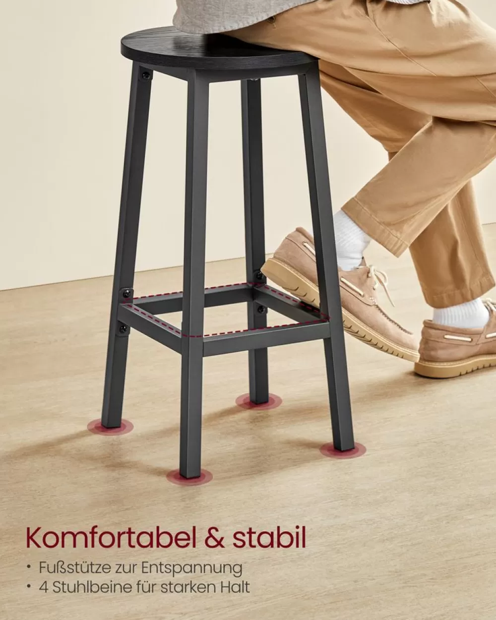 barhocker_er_set_greigeschwarz_9.webp Best Sale SONGMICS Barhocker 2er Set Greige-Schwarz