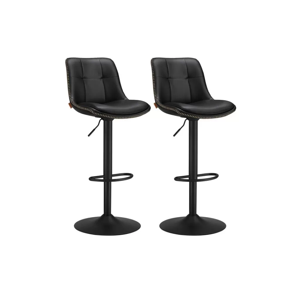 Fashion SONGMICS Barhocker 2er Set mit Rückenlehne tintenschwarz