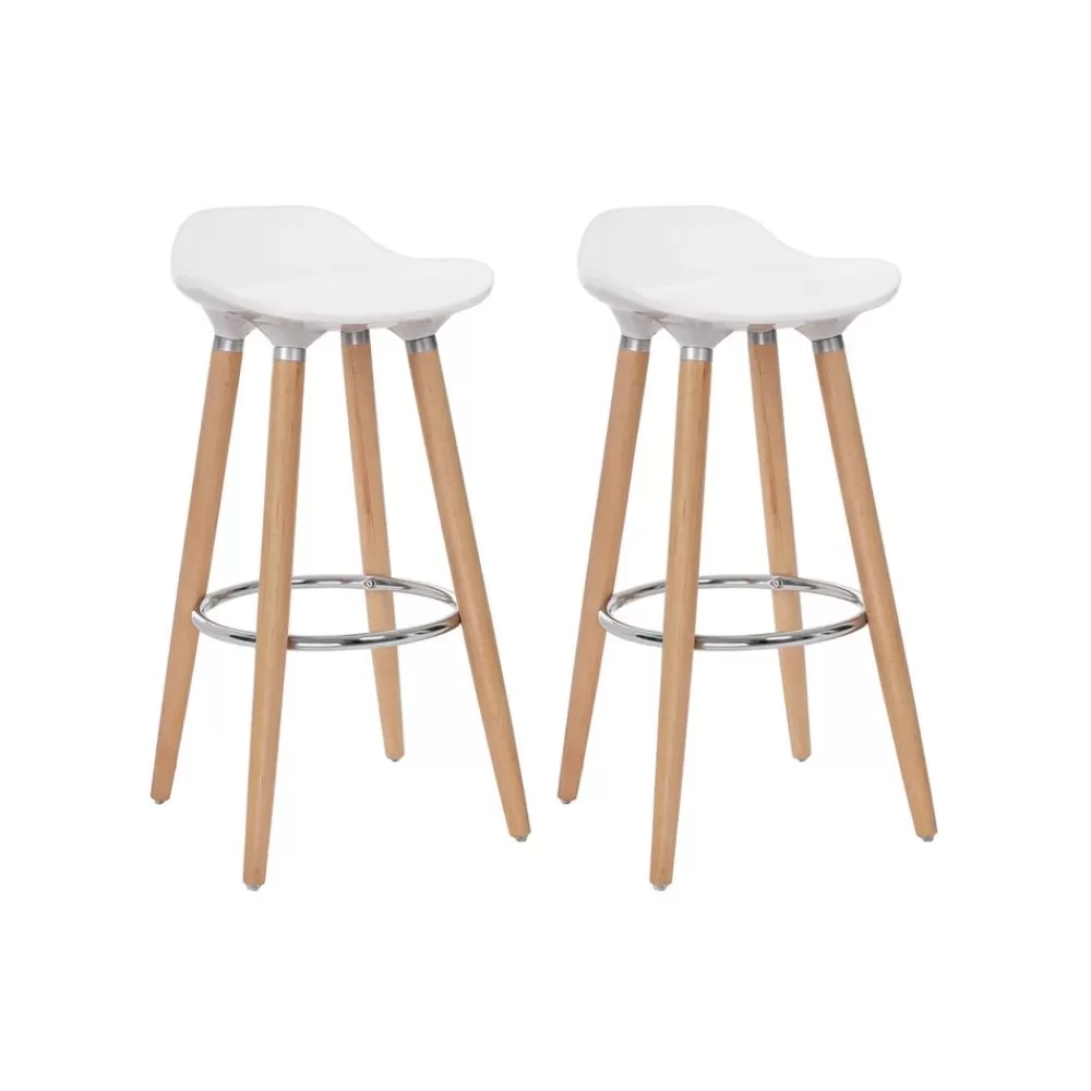 Best SONGMICS Barhocker 2er Set weiß-naturfarben