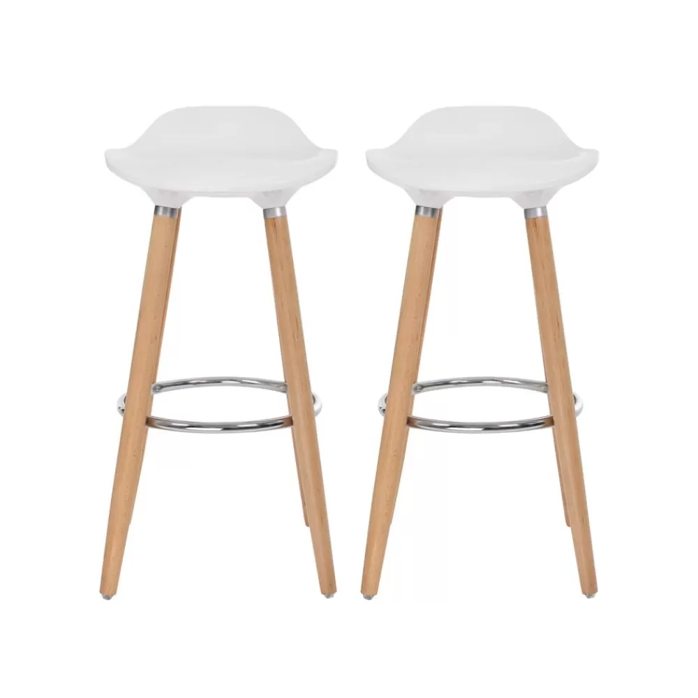 Best SONGMICS Barhocker 2er Set weiß-naturfarben