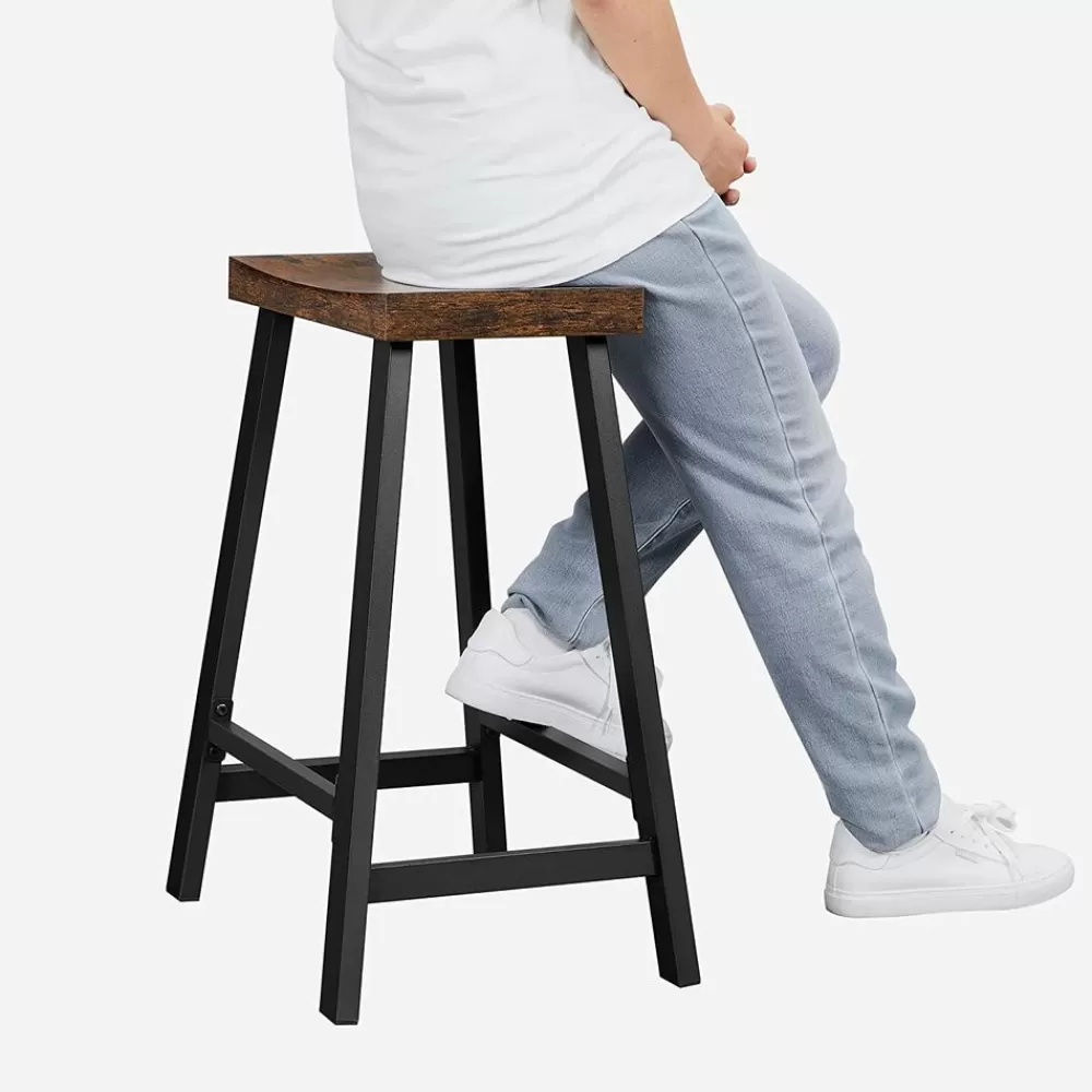 Cheap SONGMICS Barhocker mit gebogener Sitzfläche vintagebraun-schwarz