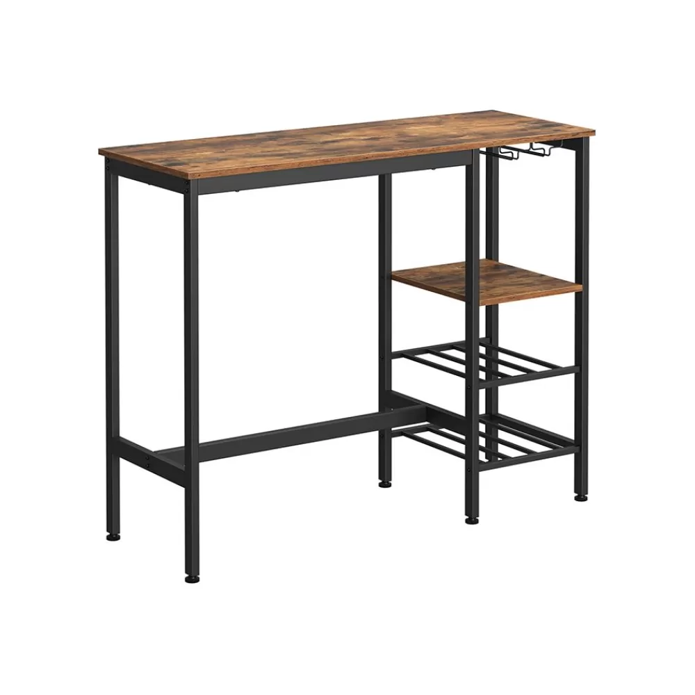 Shop SONGMICS Bartisch mit Halterungen vintagebraun-schwarz