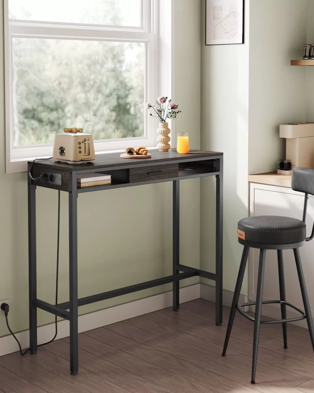 Sale SONGMICS Bartisch mit Ladestation und Schublade 40 x 99,8 x 104,6 cm