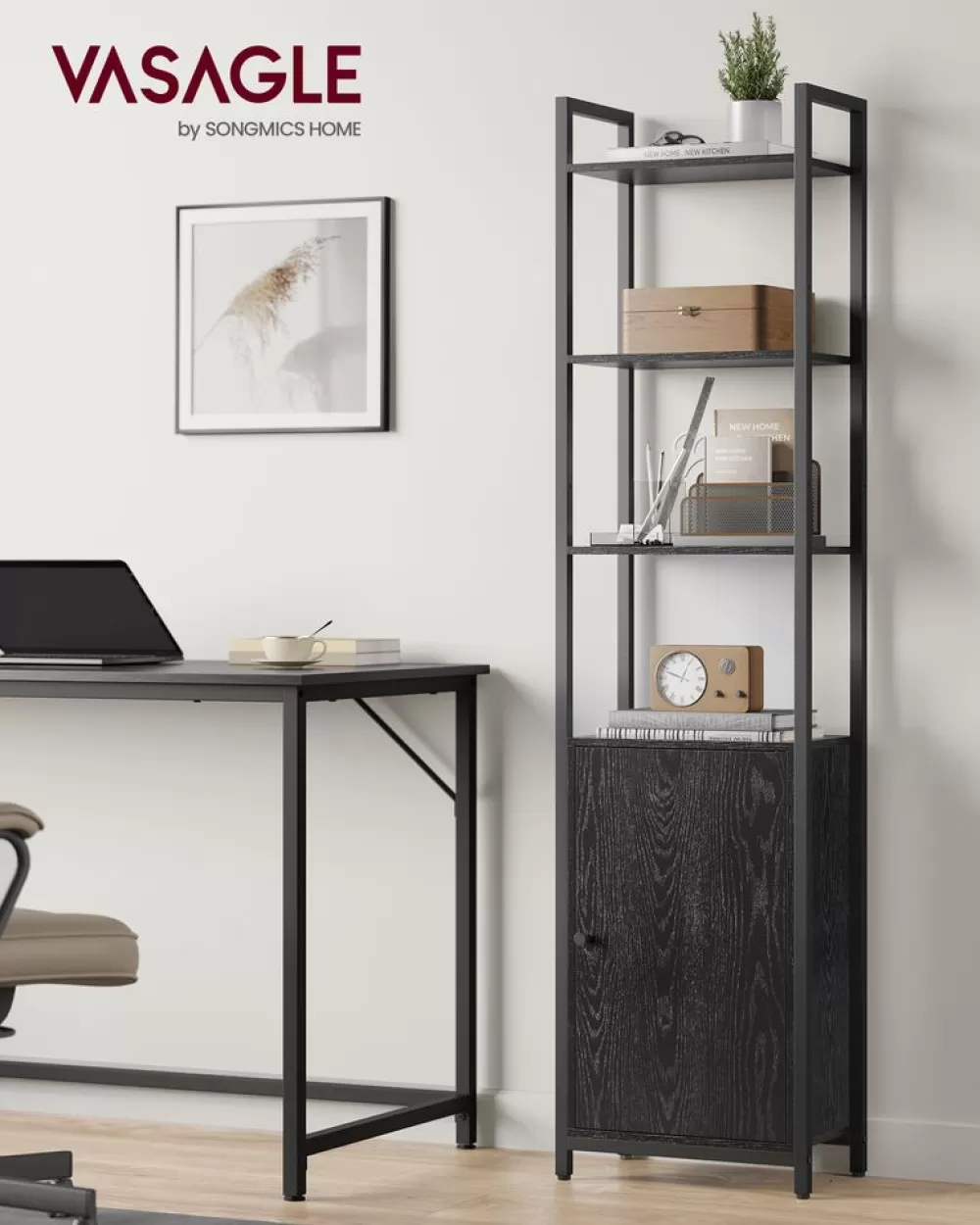 Flash Sale SONGMICS Bücherregal 24 x 40 x 159,5 cm ebenholzschwarz-tintenschwarz