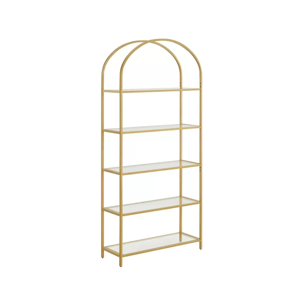 Fashion SONGMICS Bücherregal mit 5 Ablagen aus Hartglas