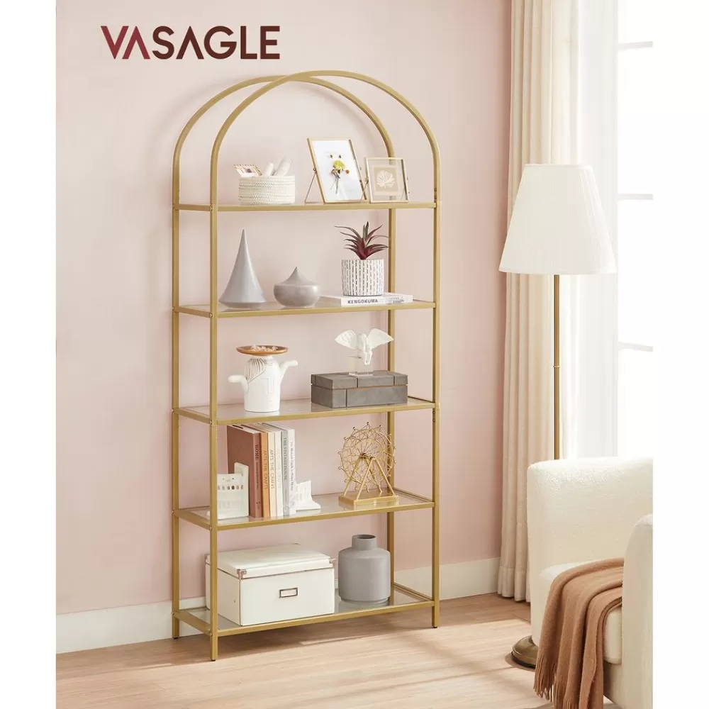 Fashion SONGMICS Bücherregal mit 5 Ablagen aus Hartglas