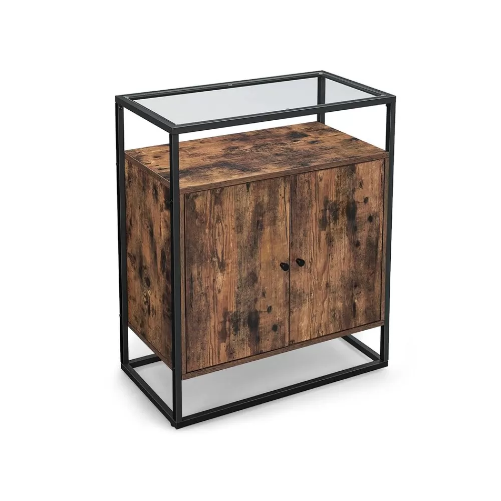 Best SONGMICS Beistellschrank mit Glasoberfläche