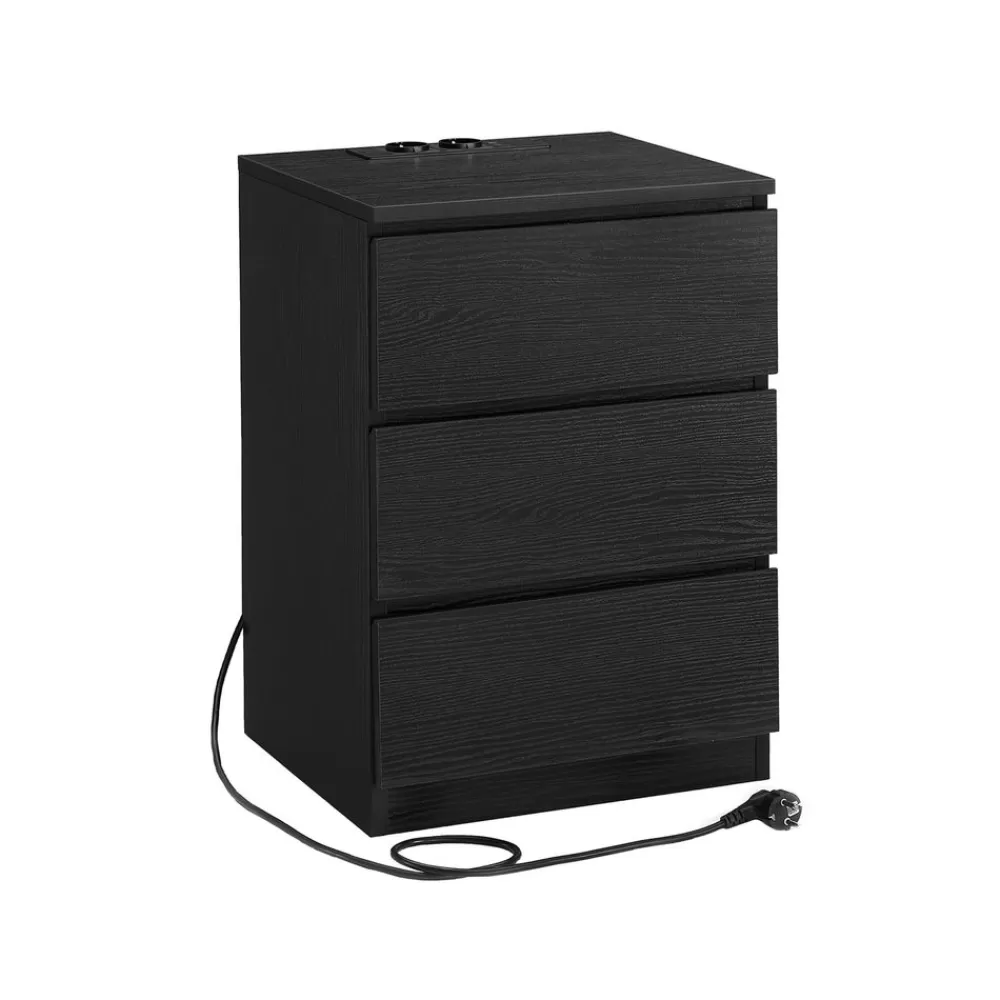 Flash Sale SONGMICS Beistelltisch 3 Schubladen modern ebenholzschwarz